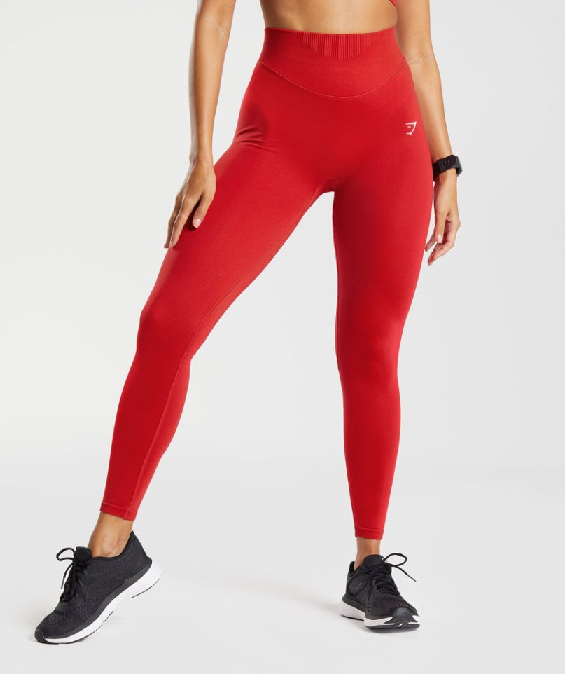 Legginsy Gymshark Sweat Seamless Sculpt Damskie Czerwone | PL 250GSM